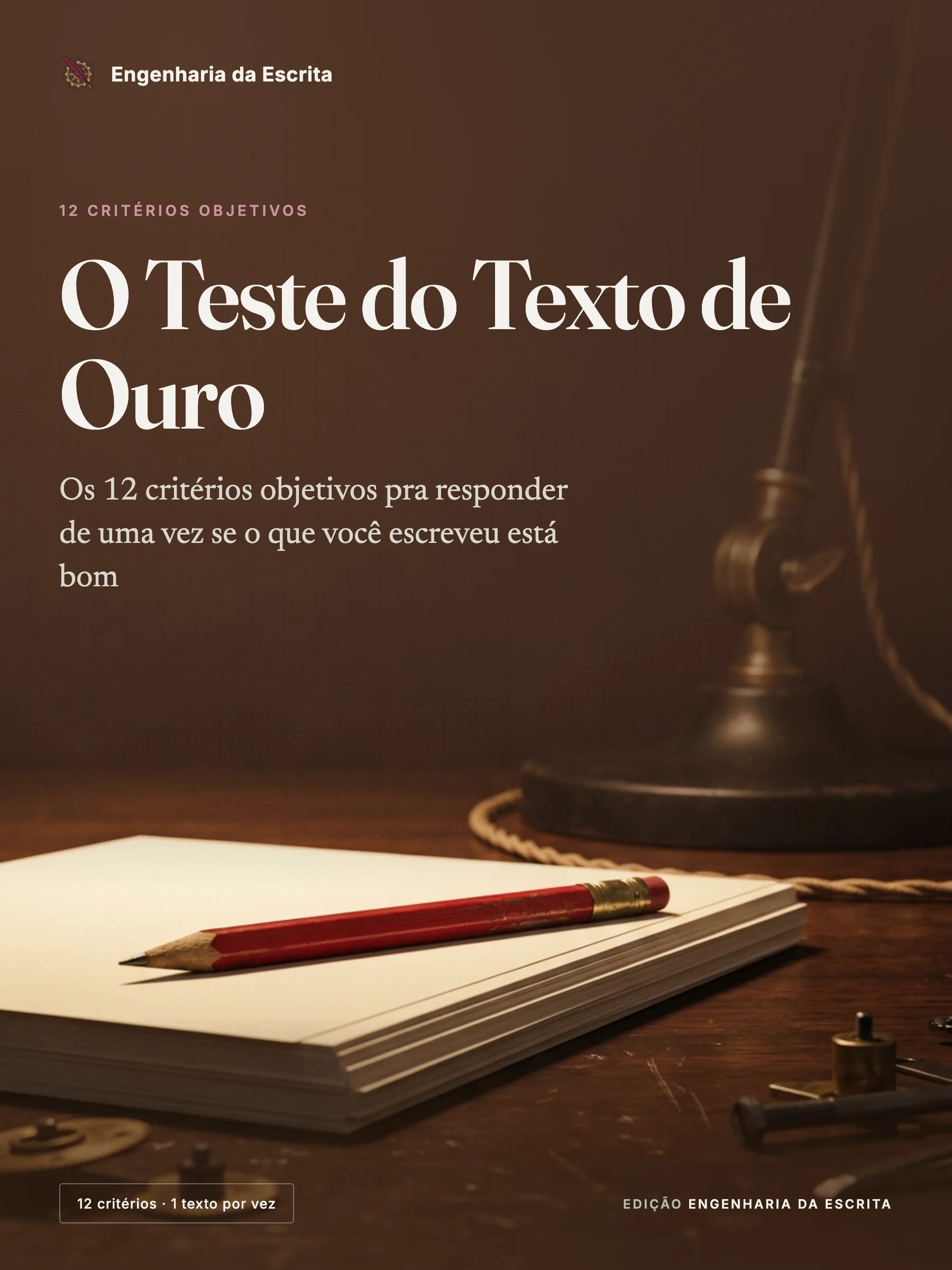 Capa do guia O Teste do Texto de Ouro, da Engenharia da Escrita