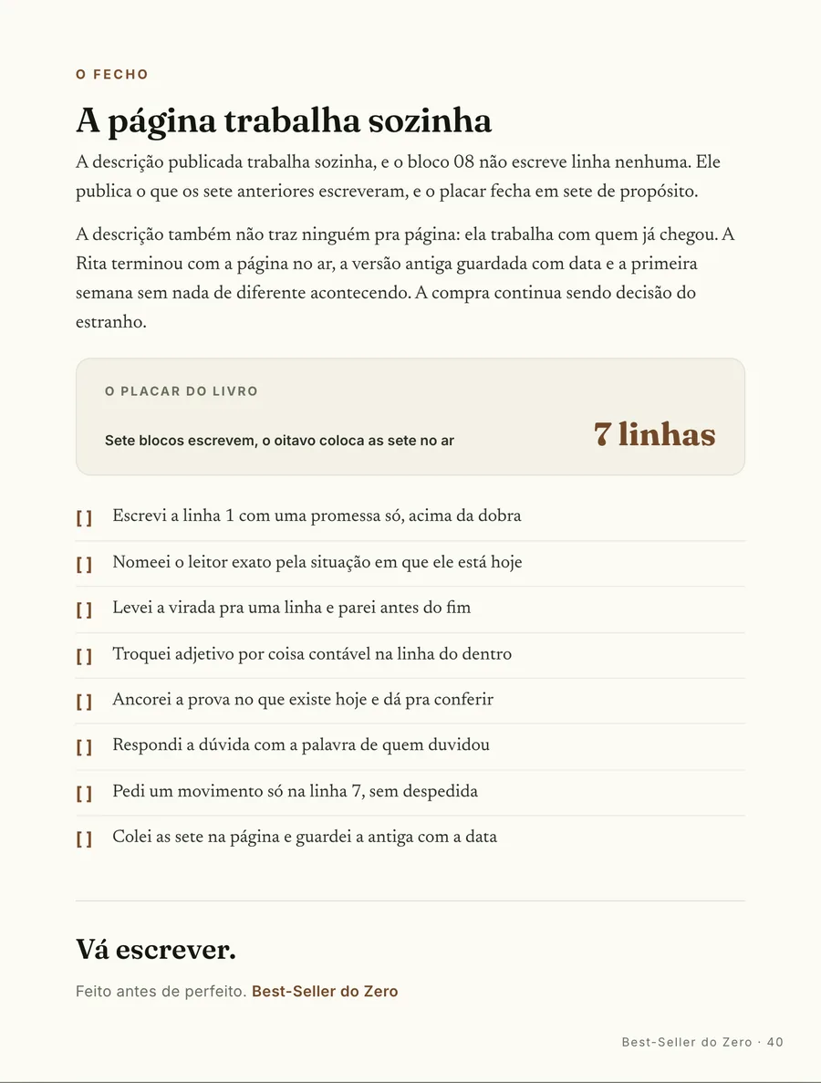 O fecho: A página da Rita, no ar: sete linhas escritas, a versão antiga guardada com data